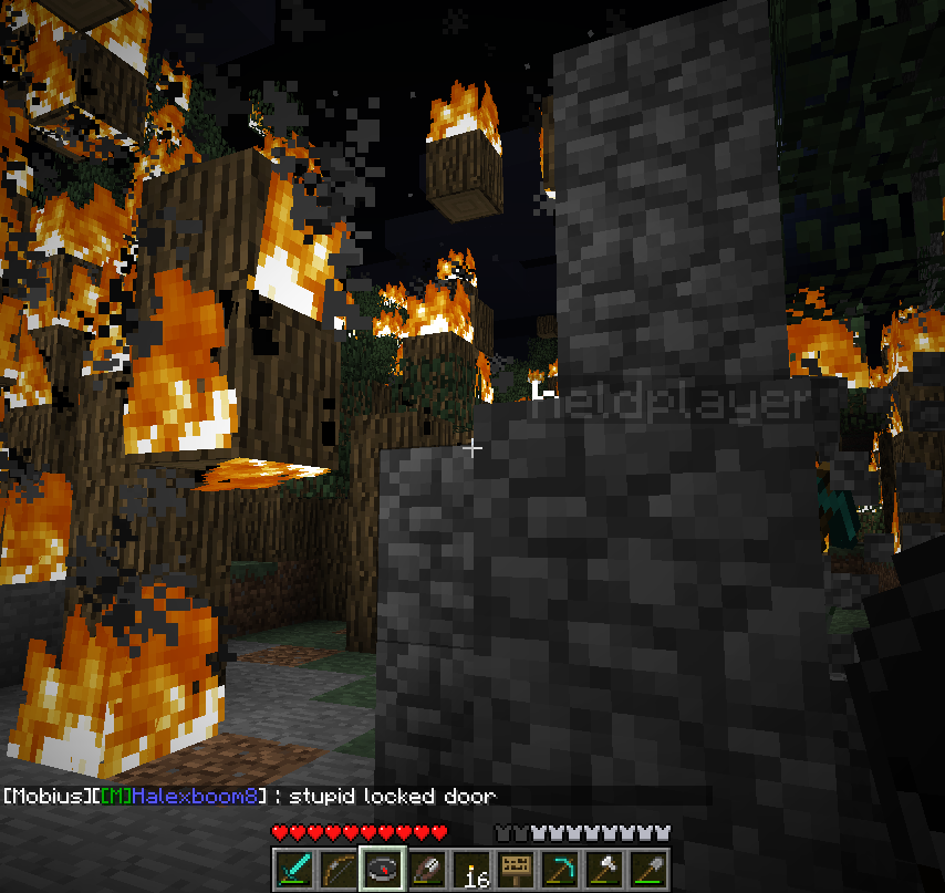 heldplayer hiding in his one block wide fire proof home lol