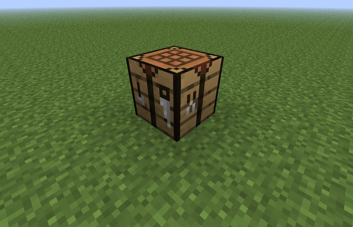 The crafting table is basically the same, but the look has been smoothed out for a simpler look