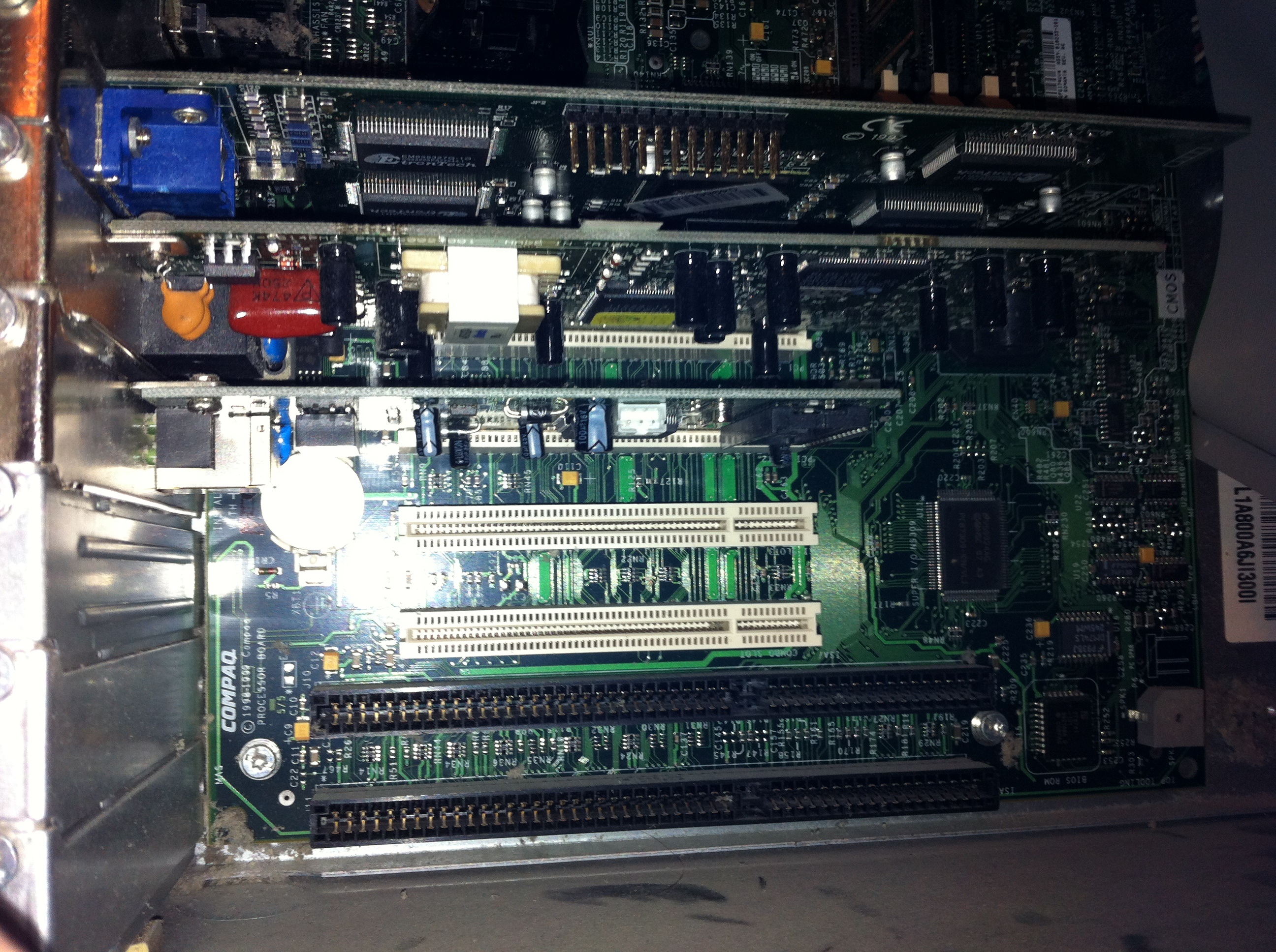 Video card and network cards. Missing is the sound card/controller port.
